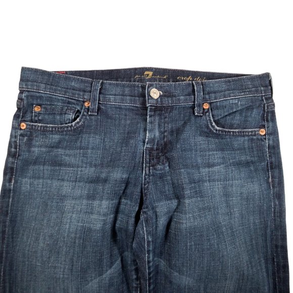 7 For All Mankind Dojo Flare Womens Jeans 29 34x20 Blue Stitch Y2K Rodeo - Picture 5 of 13